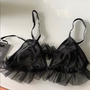 Le Petit Trou Lace Ruffle Bra Sheer NWT
